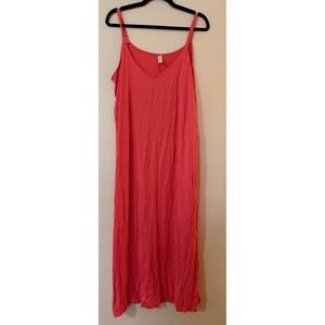 ZENANA Coral Pink V Neck Maxi Dress Slits Size XL Made in Vietnam